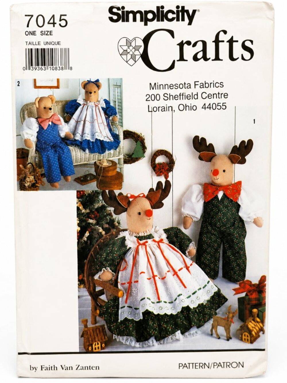 Vintage Simplicity 7045 Christmas Moose Doll Craft Sewing Pattern